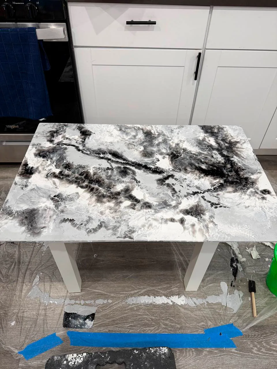 Beautifully refinished kitchen countertop with a stone-look finish after professional resurfacing in Los Angeles